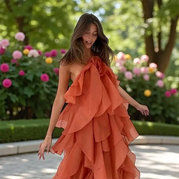 Pandorea Layered Maxi Dress - Coral Clay - Picture 2 of 10